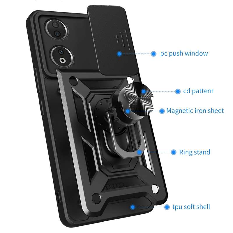 For Honor 90 5G Sliding Camera Cover Design TPU+PC Phone Case(Blue)