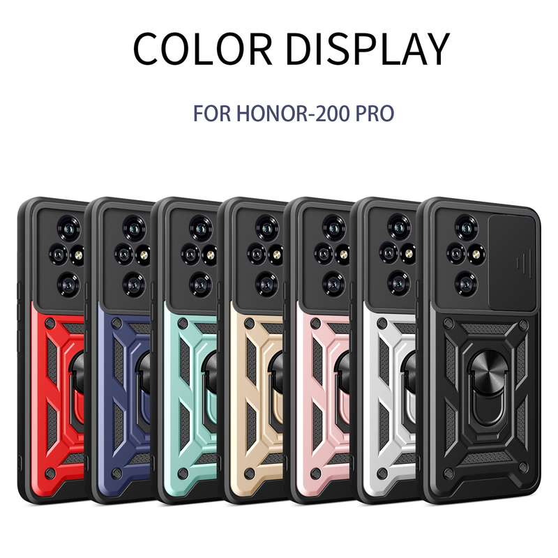 For Honor 200 Pro Sliding Camera Cover Design TPU+PC Phone Case(Black)