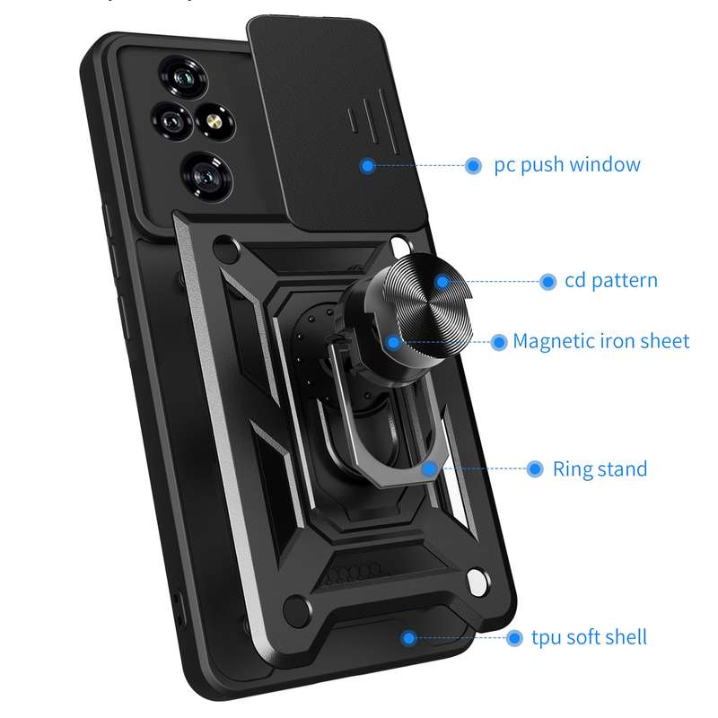 For Honor 200 Pro Sliding Camera Cover Design TPU+PC Phone Case(Black)