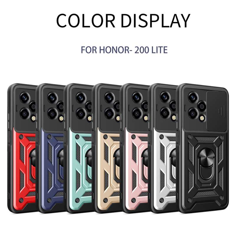 For Honor 200 Lite Global Sliding Camera Cover Design TPU+PC Phone Case(Black)