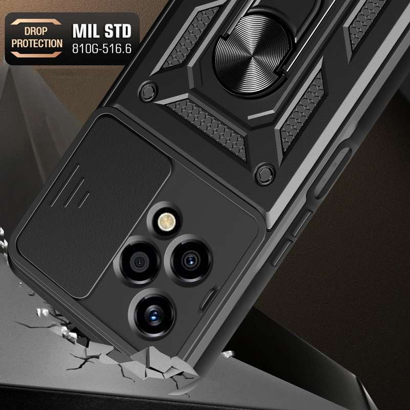 For Honor 200 Lite Global Sliding Camera Cover Design TPU+PC Phone Case(Black)
