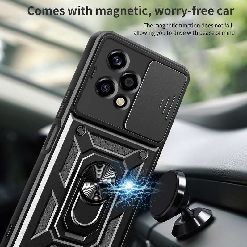 For Honor 200 Lite Global Sliding Camera Cover Design TPU+PC Phone Case(Black)
