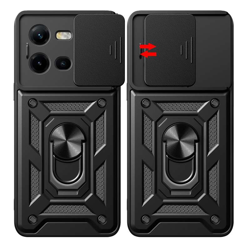 For vivo V25 5G/V25e 4G/X80 Lite 5G Sliding Camera Cover Design TPU+PC Phone Case(Gold)