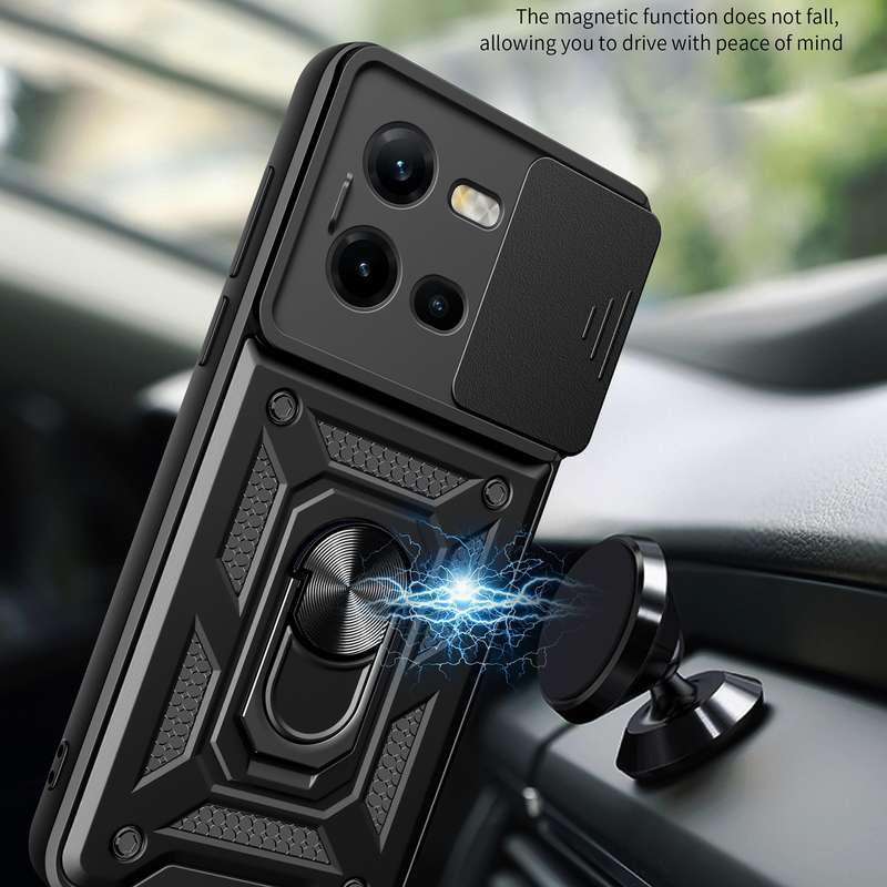 For vivo V25 5G/V25e 4G/X80 Lite 5G Sliding Camera Cover Design TPU+PC Phone Case(Gold)
