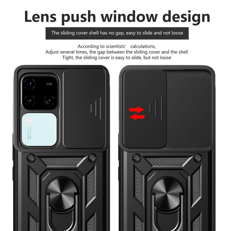 For vivo V30 / V30 Pro Sliding Camera Cover Design TPU+PC Phone Case(Black)