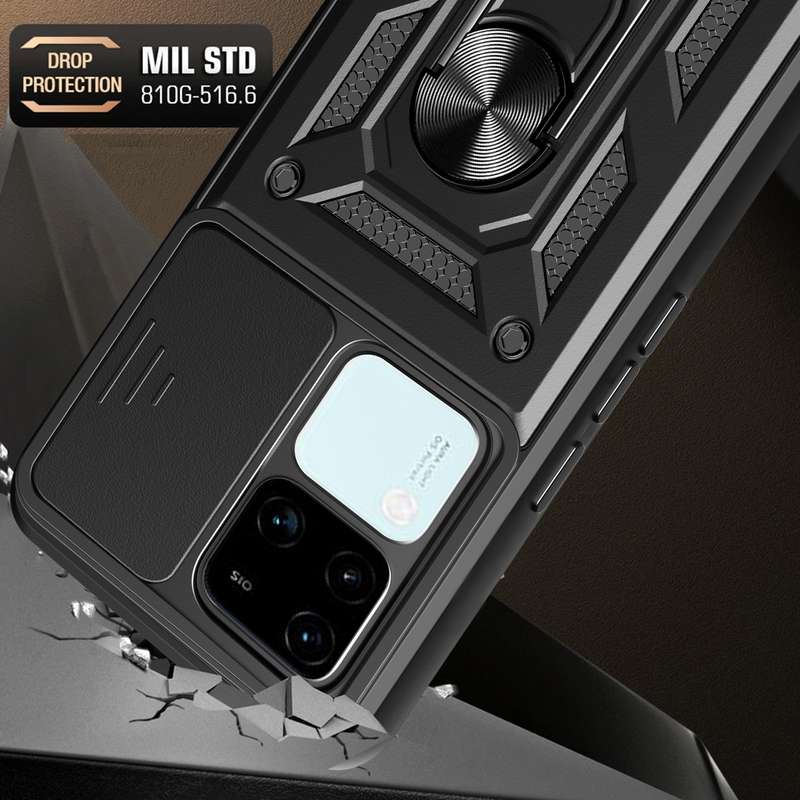 For vivo V30 / V30 Pro Sliding Camera Cover Design TPU+PC Phone Case(Black)