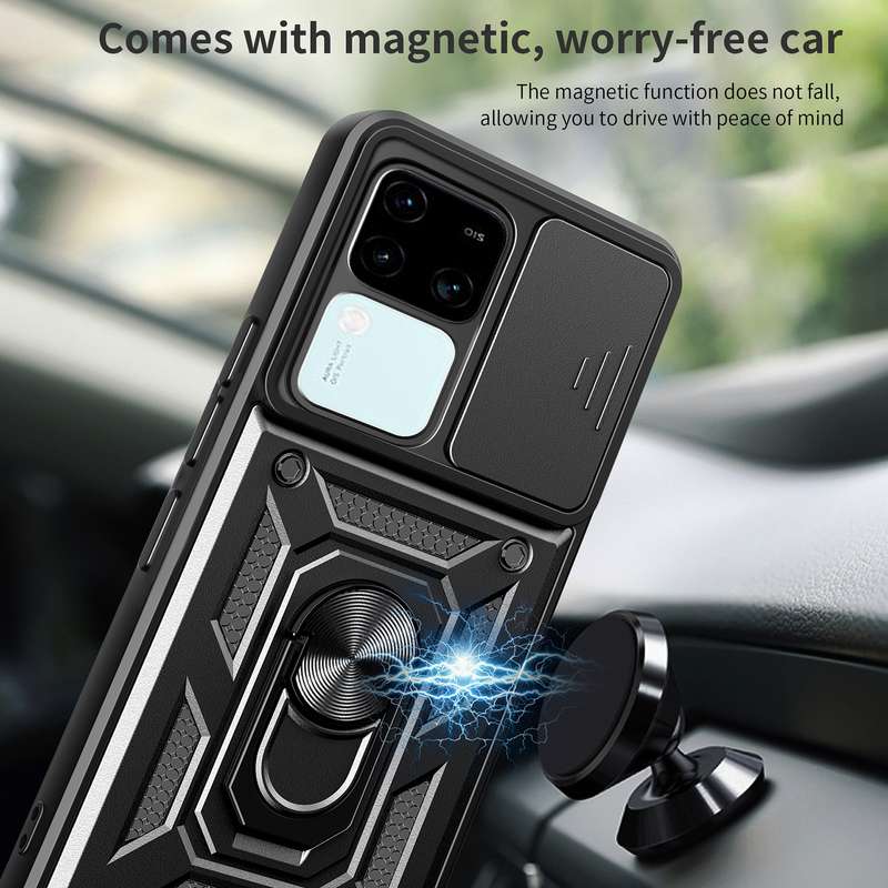 For vivo V30 / V30 Pro Sliding Camera Cover Design TPU+PC Phone Case(Black)