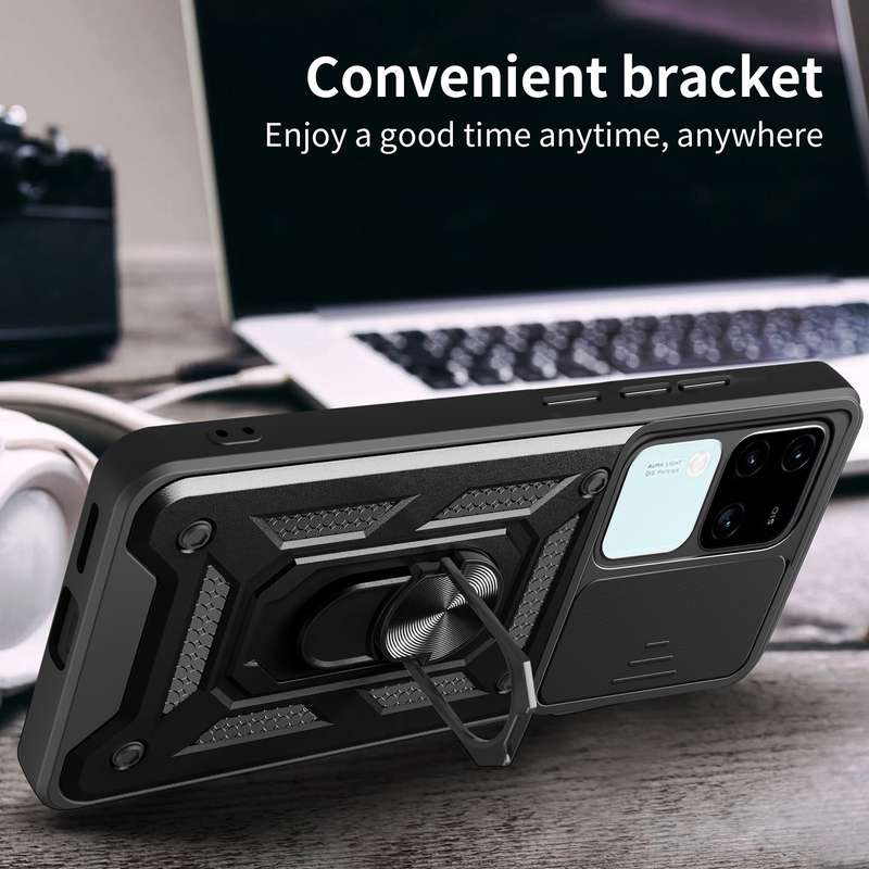 For vivo V30 / V30 Pro Sliding Camera Cover Design TPU+PC Phone Case(Black)