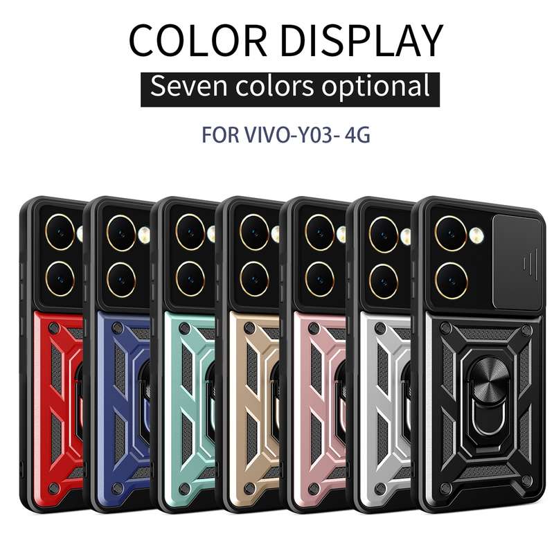 For vivo Y03 Sliding Camera Cover Design TPU+PC Phone Case(Gold)
