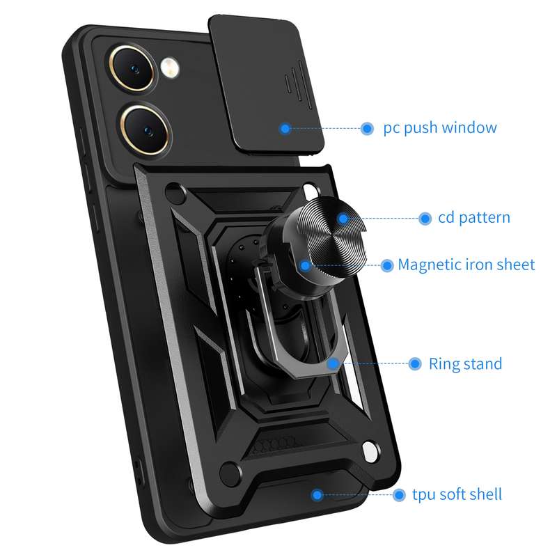For vivo Y03 Sliding Camera Cover Design TPU+PC Phone Case(Gold)