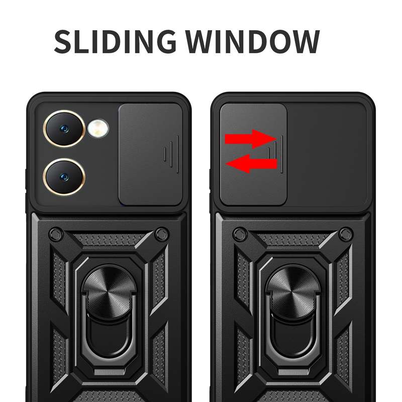 For vivo Y03 Sliding Camera Cover Design TPU+PC Phone Case(Gold)