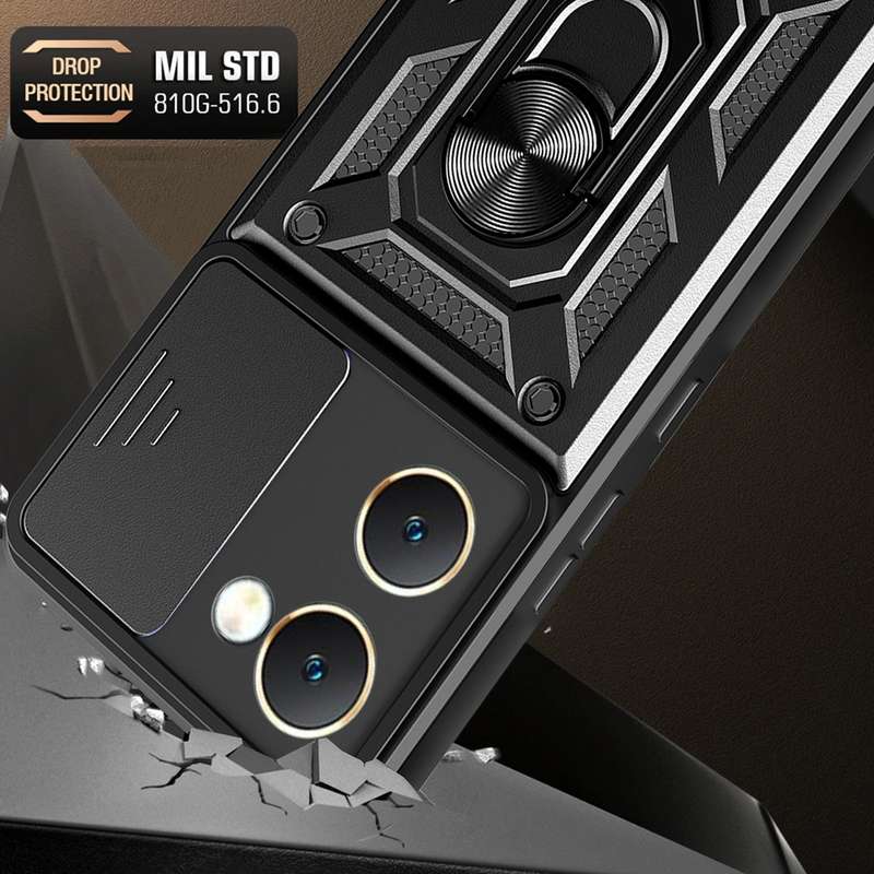 For vivo Y03 Sliding Camera Cover Design TPU+PC Phone Case(Gold)