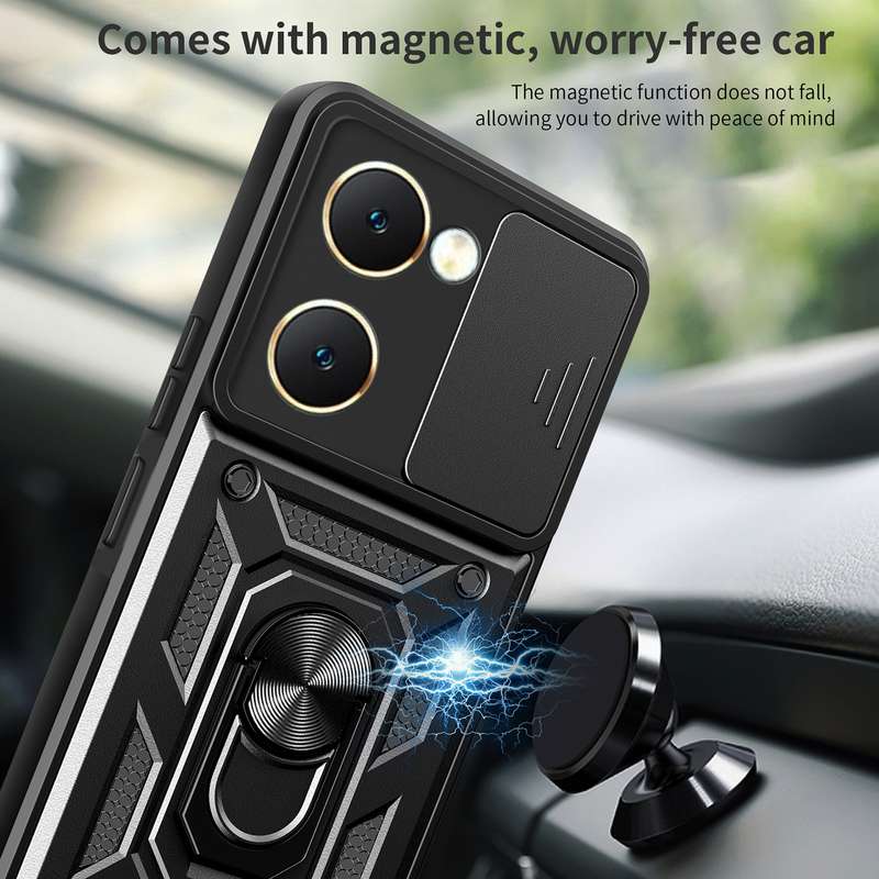 For vivo Y03 Sliding Camera Cover Design TPU+PC Phone Case(Gold)