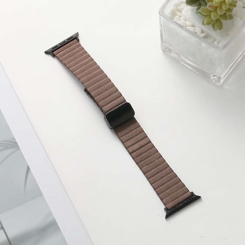 For Apple Watch Series 3 38mm Water Ripple Magnetic Folding Buckle Watch Band, Style: Bold Vers