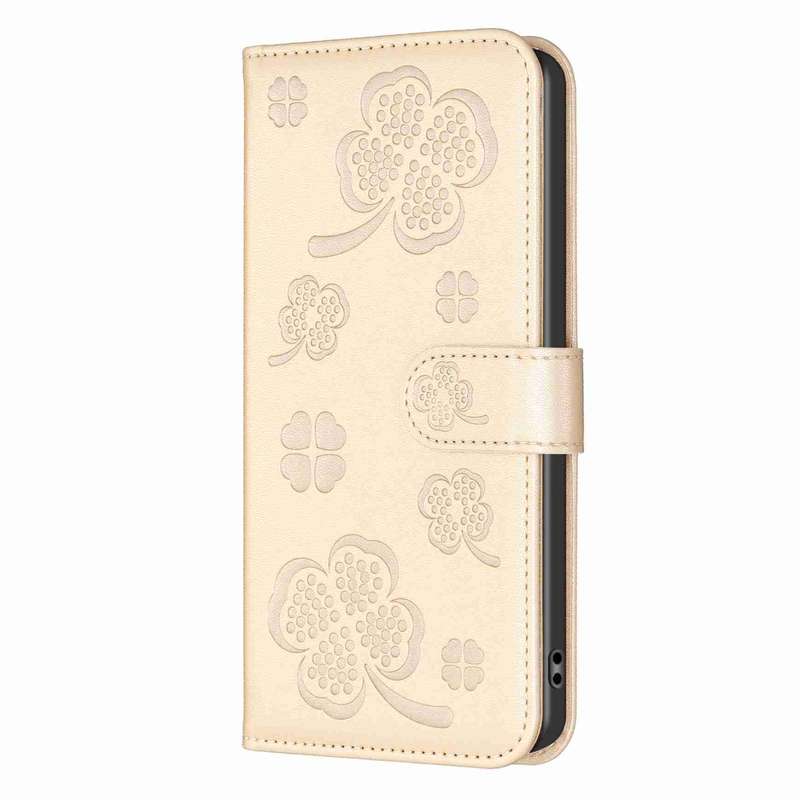 For Xiaomi Redmi Note 13 Pro 5G Four-leaf Embossed Leather Phone Case(Gold)
