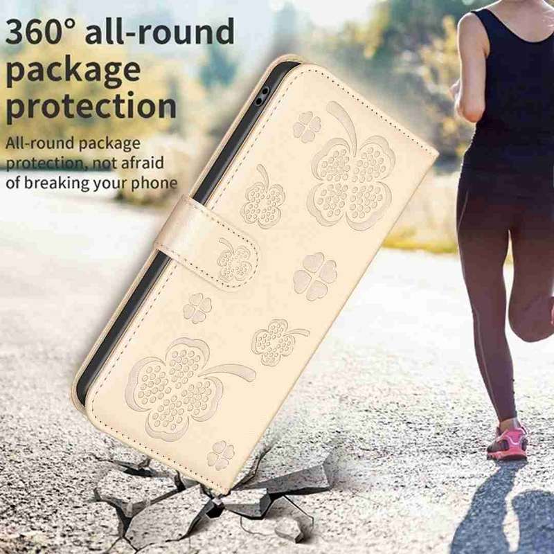 For Xiaomi Redmi Note 13 Pro 5G Four-leaf Embossed Leather Phone Case(Gold)