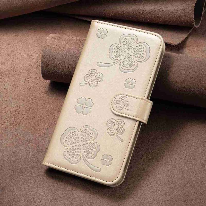 For Xiaomi Redmi Note 13 Pro 5G Four-leaf Embossed Leather Phone Case(Gold)