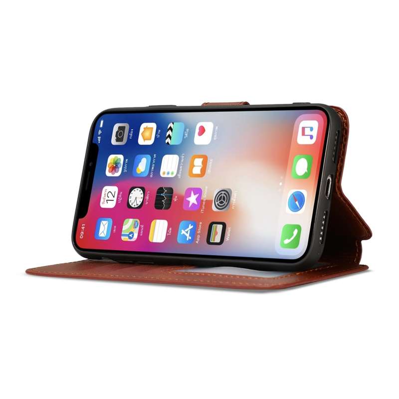 For iPhone X / XS Calf Texture Magnetic Buckle Horizontal Flip Leather Case with Holder & Card Slots