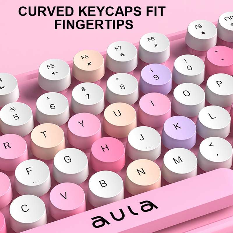 AULA AC306 104 Keys Retro Wireless Keyboard + Mouse Combo Set(Blue Colorful)