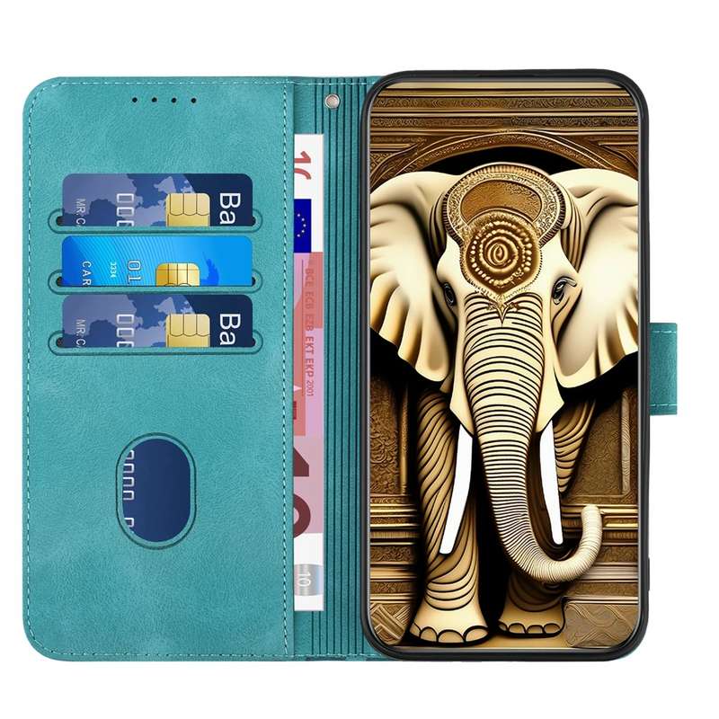 For Motorola Edge 50 Fusion YX0060 Elephant Head Embossed Phone Leather Case with Lanyard(Light