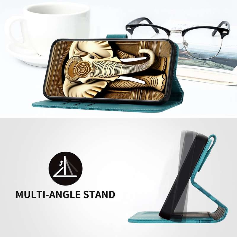 For Motorola Edge 50 Fusion YX0060 Elephant Head Embossed Phone Leather Case with Lanyard(Light