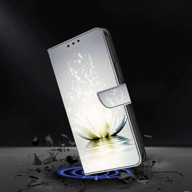 For Samsung Galaxy A55 5G Crystal 3D Shockproof Protective Leather Phone Case(Light Lotus)