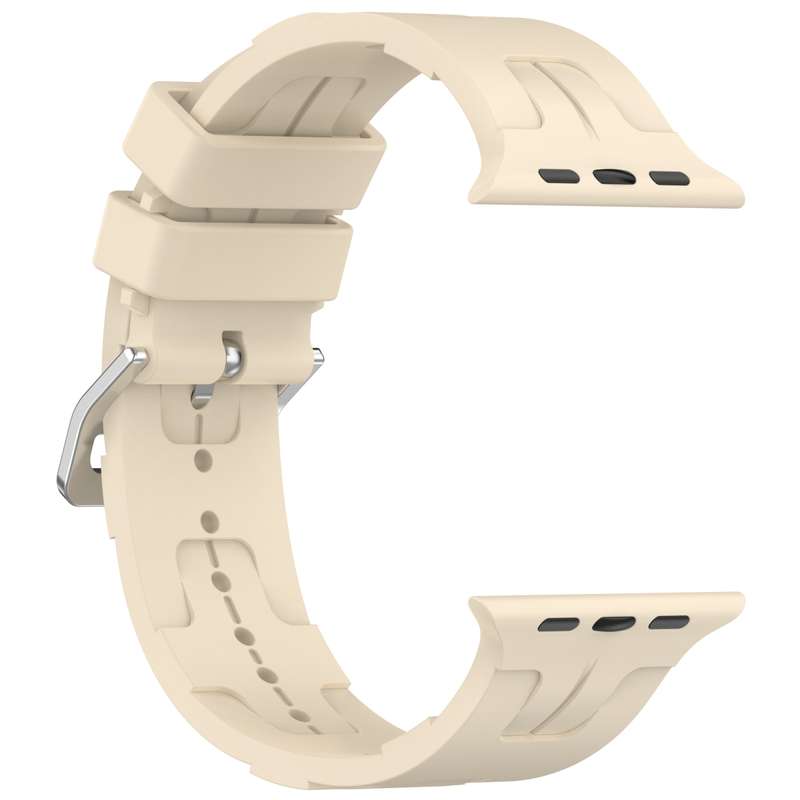 For Apple Watch SE 2023 40mm H Texture Silicone Ladder Buckle Watch Band(Khaki)