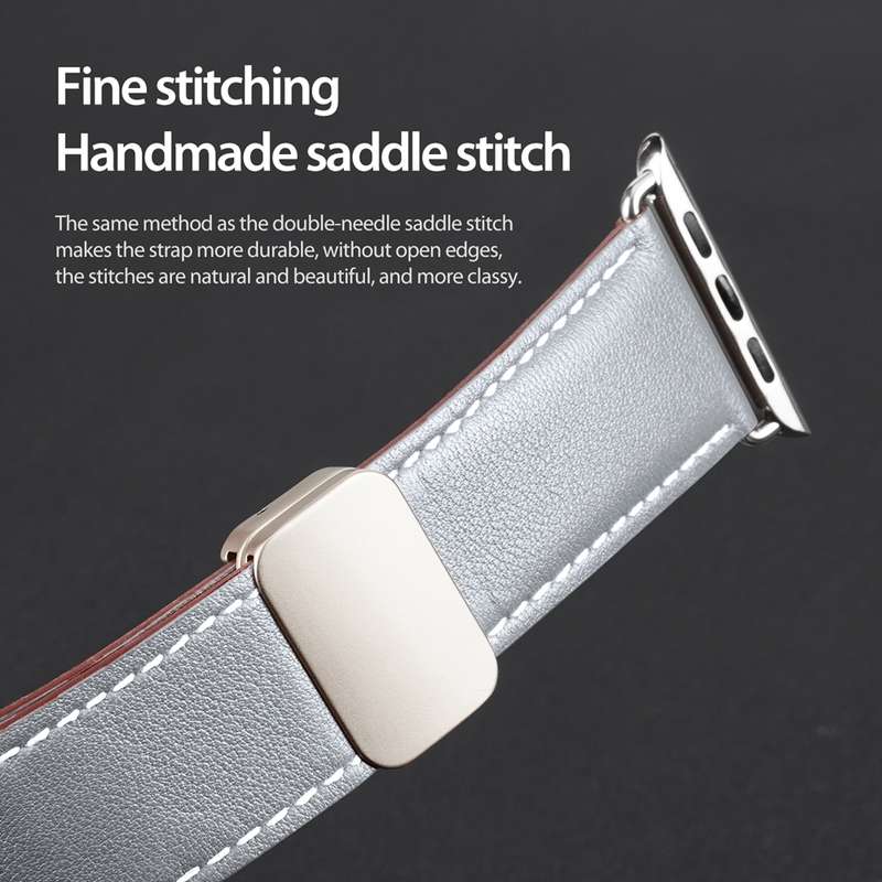 For Apple Watch SE 2022 40mm DUX DUCIS YA Series Magnetic Buckle Genuine Leather Watch Band(Gre