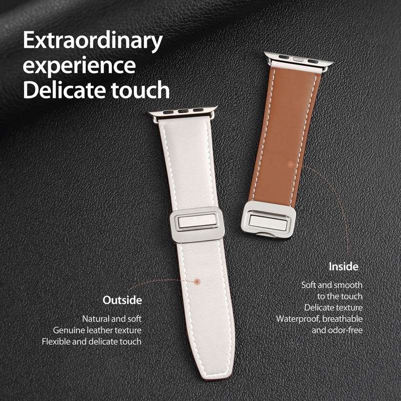 For Apple Watch Series 4 40mm DUX DUCIS YA Series Magnetic Buckle Genuine Leather Watch Band(Wh