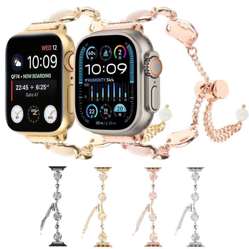 For Apple Watch Series 5 40mm Shell Metal Chain Bracelet Watch Band(Black)