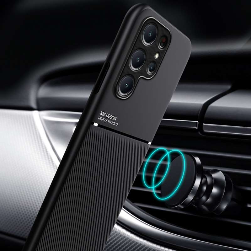 For Samsung Galaxy S24 Ultra 5G Classic Tilt Strip Grain Magnetic Shockproof PC + TPU Phone Case(Bla