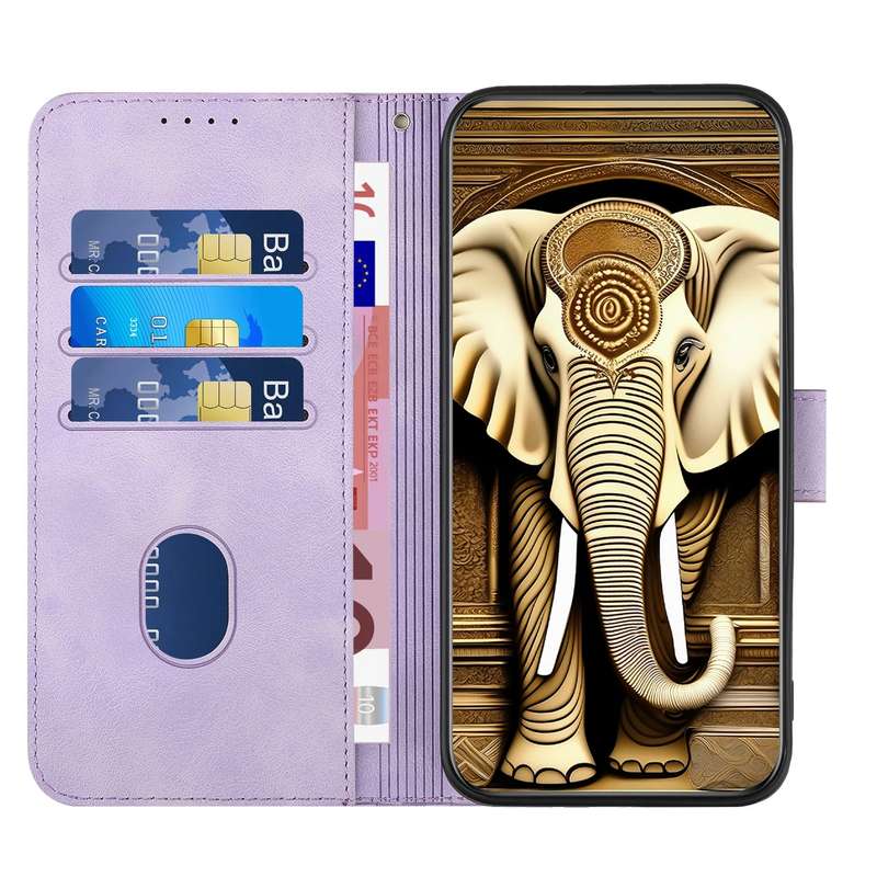 For Xiaomi Redmi 7A YX0060 Elephant Head Embossed Phone Leather Case with Lanyard(Light Purple)