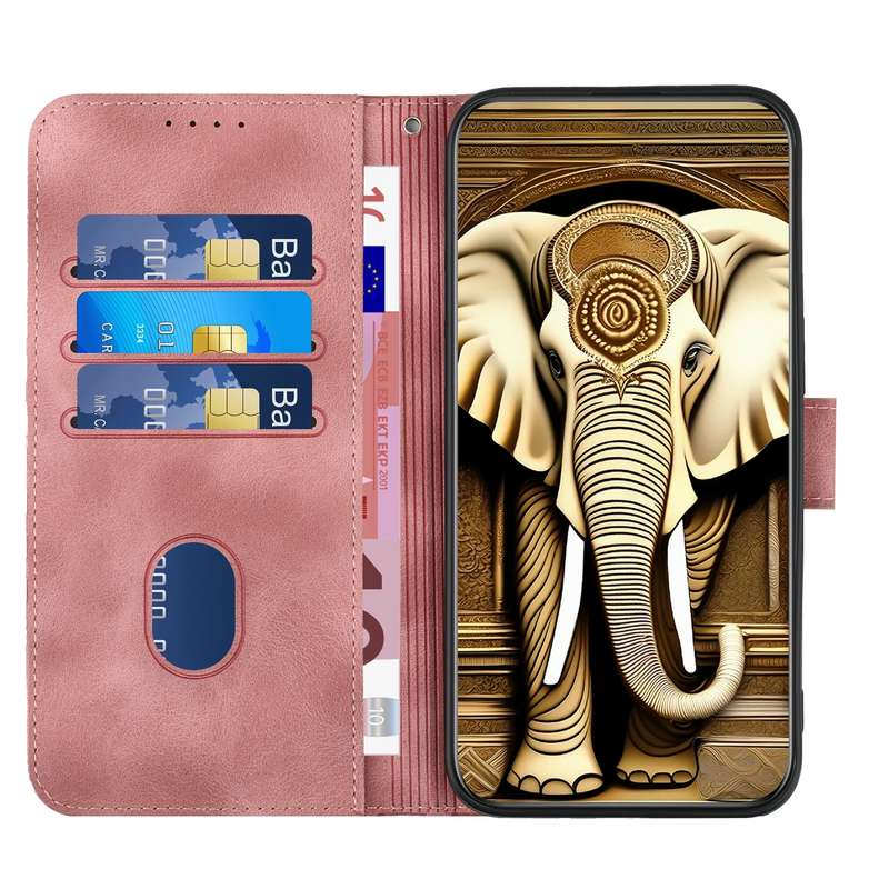 For Xiaomi Redmi A1+ YX0060 Elephant Head Embossed Phone Leather Case with Lanyard(Pink)