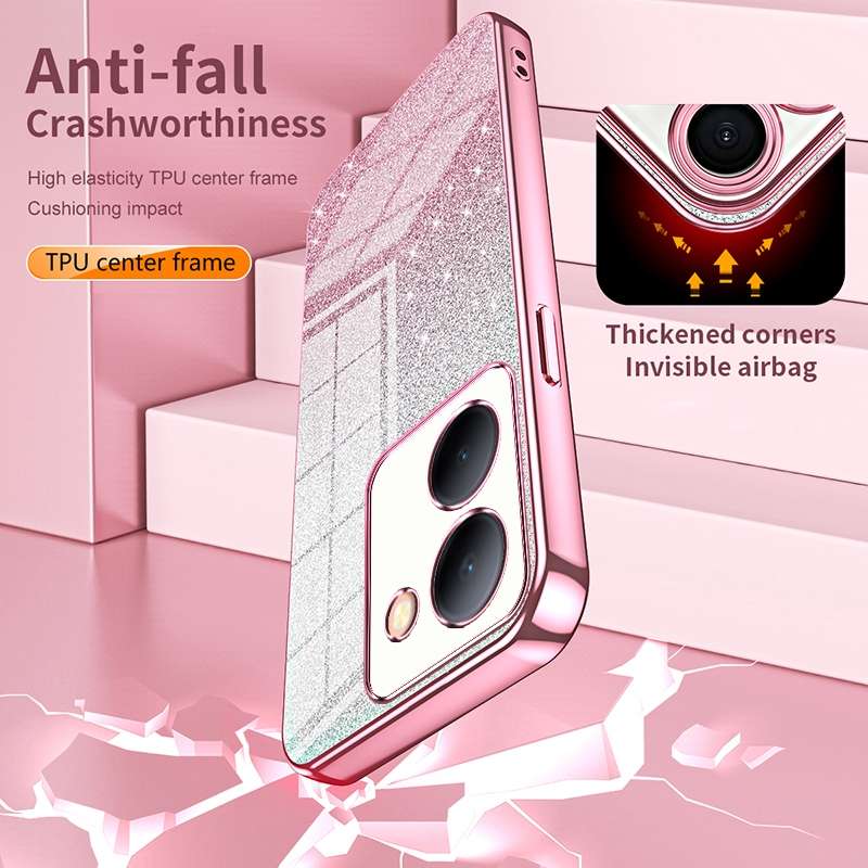 For vivo S19 Pro Gradient Glitter Powder Electroplated Phone Case(Silver)