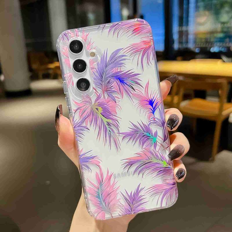 For Samsung Galaxy A54 Electroplated Symphony Phone Case(White Blue Flower)
