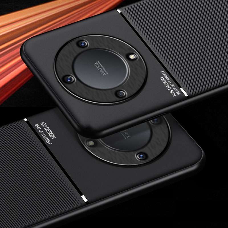 For Honor X9a Classic Tilt Strip Grain Magnetic PC Hybrid TPU Phone Case(Black)