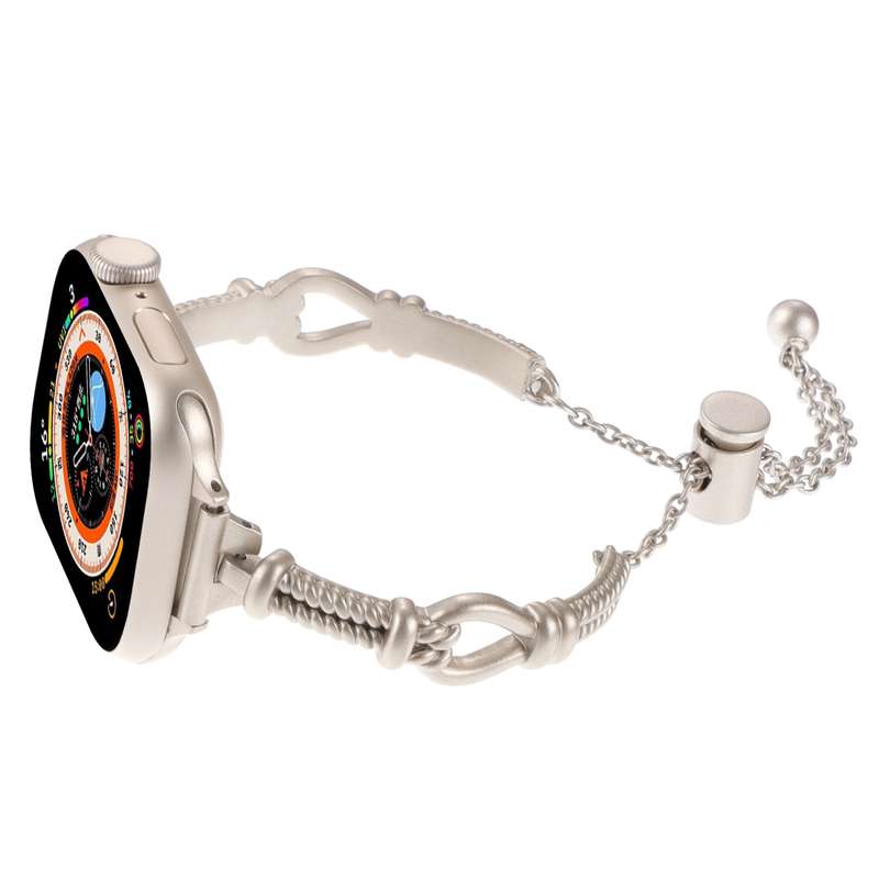 For Apple Watch Series 9 45mm Twist Metal Bracelet Chain Watch Band(Starlight)
