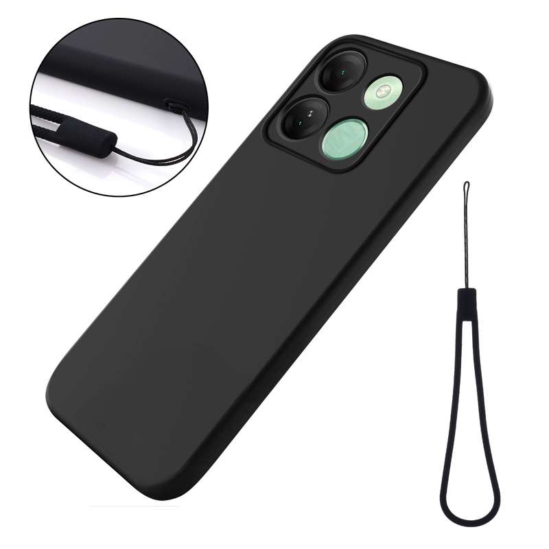 For itel A05s Pure Color Liquid Silicone Shockproof Phone Case(Black)