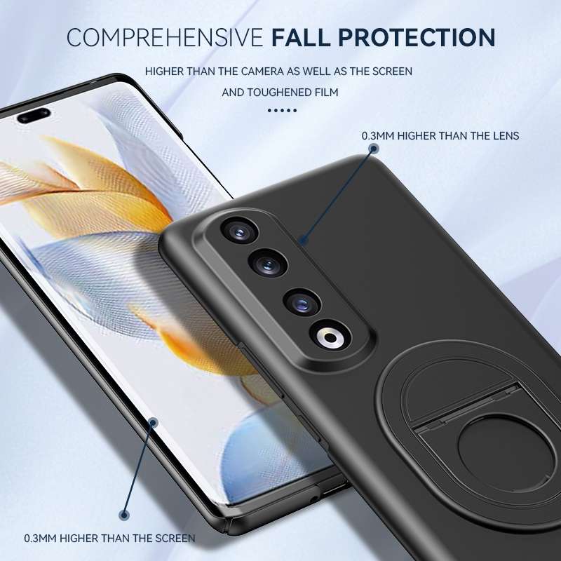 For Honor 90 Magsafe Hidden Fold Holder Full Coverage Shockproof Phone Case(Black)