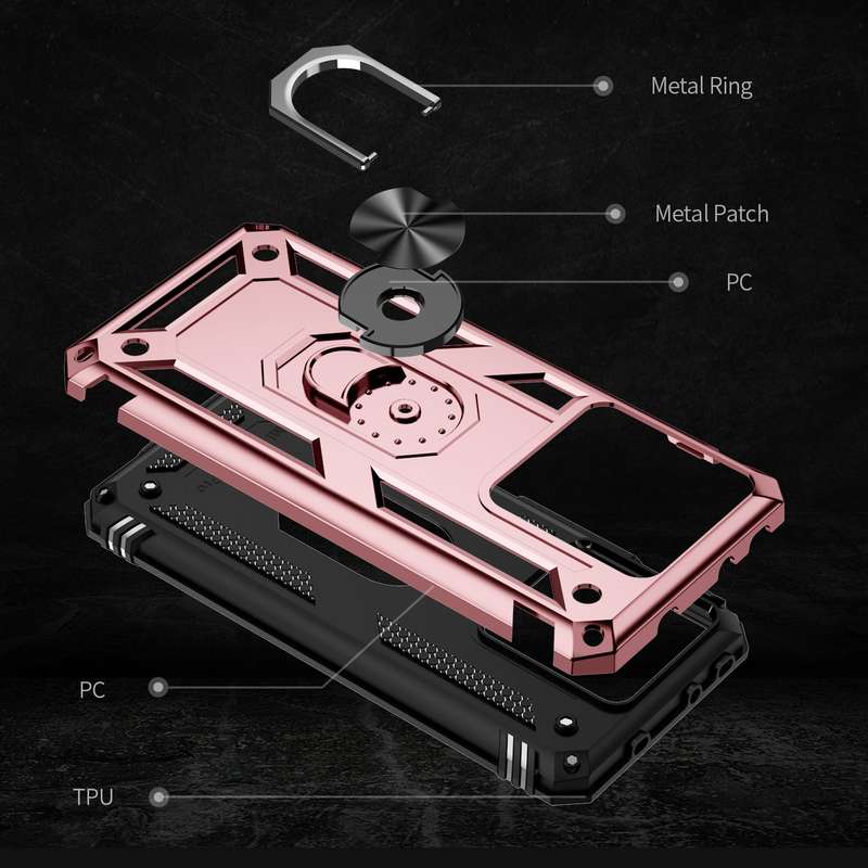 For Xiaomi 13T/13T Pro Shockproof TPU + PC Phone Case with Holder(Rose Gold)