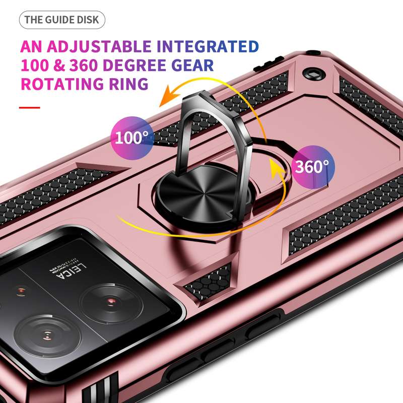 For Xiaomi 13T/13T Pro Shockproof TPU + PC Phone Case with Holder(Rose Gold)