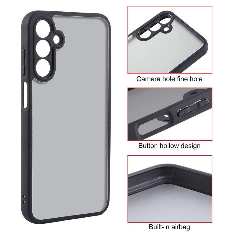 For Samsung Galaxy A15 Fine Pore Matte Black TPU + PC Phone Case
