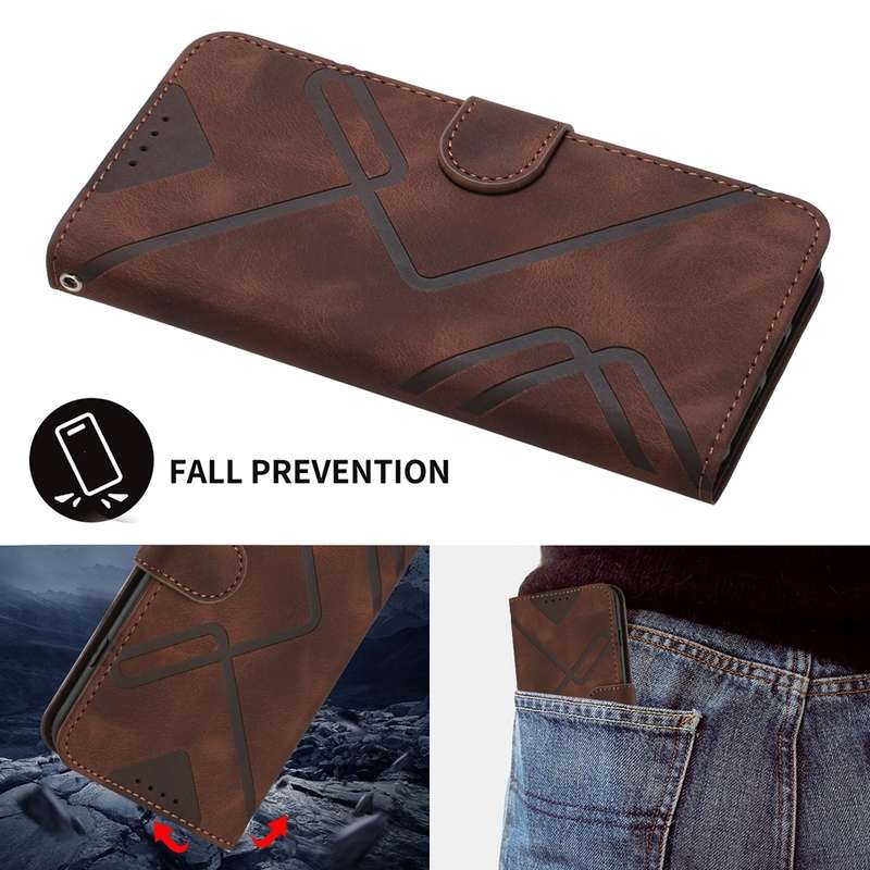 For Sony Xperia 10 VI Line Pattern Skin Feel Leather Phone Case(Coffee)