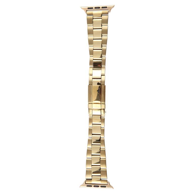 For Apple Watch Ultra 2 49mm Three-Bead Stainless Steel Watch Band(Gold)