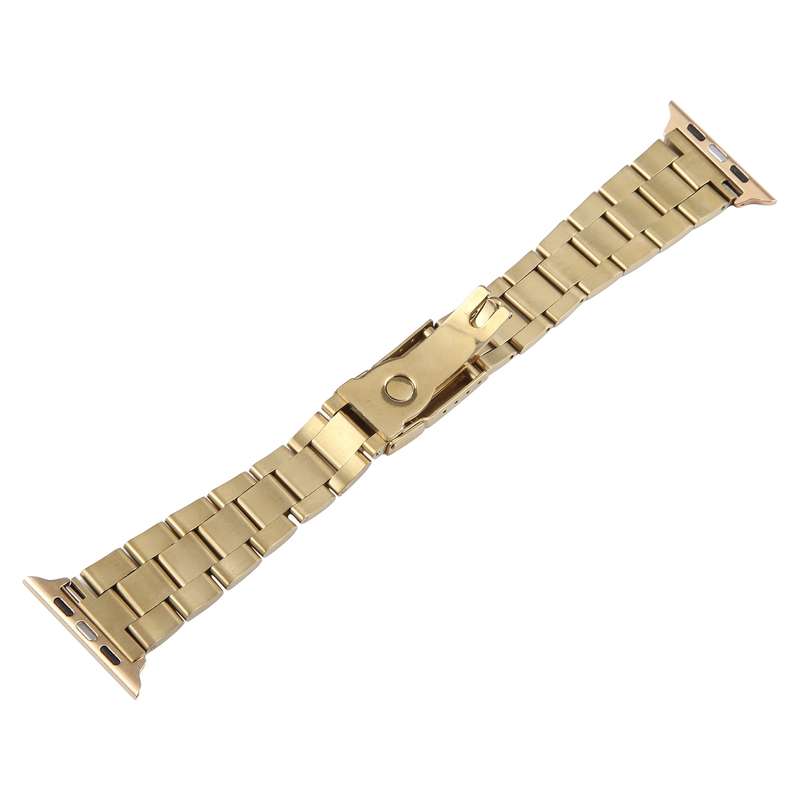 For Apple Watch Ultra 2 49mm Three-Bead Stainless Steel Watch Band(Gold)