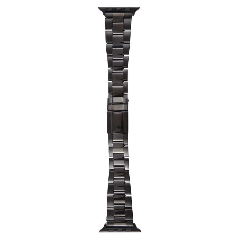 For Apple Watch SE 44mm Three-Bead Stainless Steel Watch Band(Black)