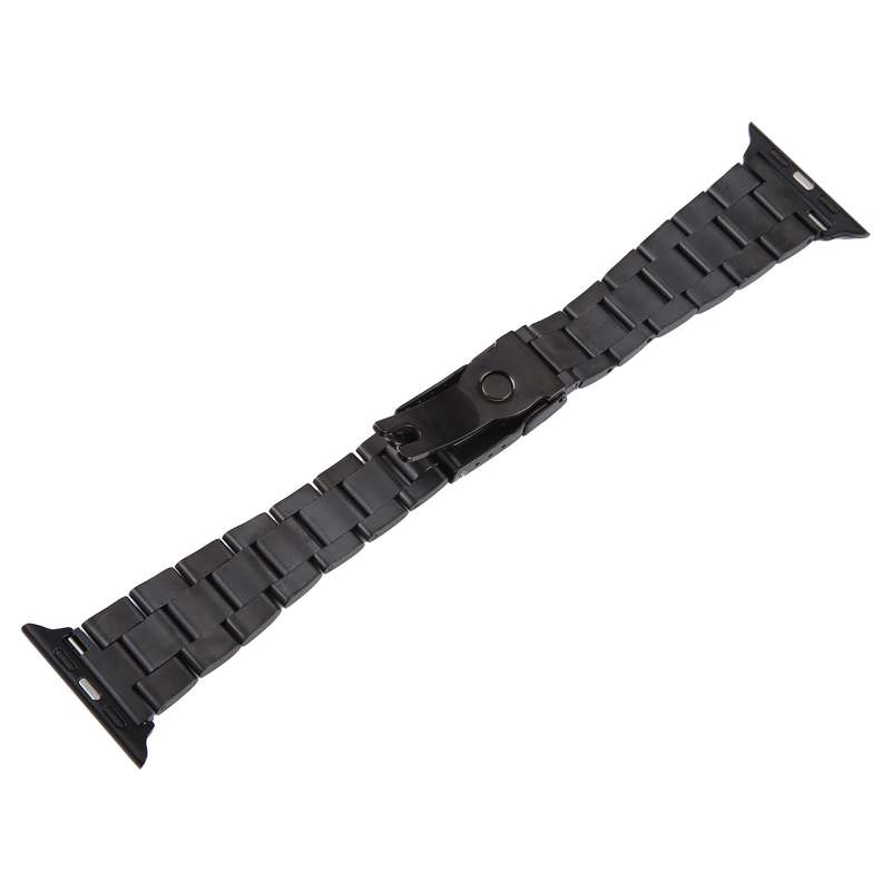 For Apple Watch SE 44mm Three-Bead Stainless Steel Watch Band(Black)