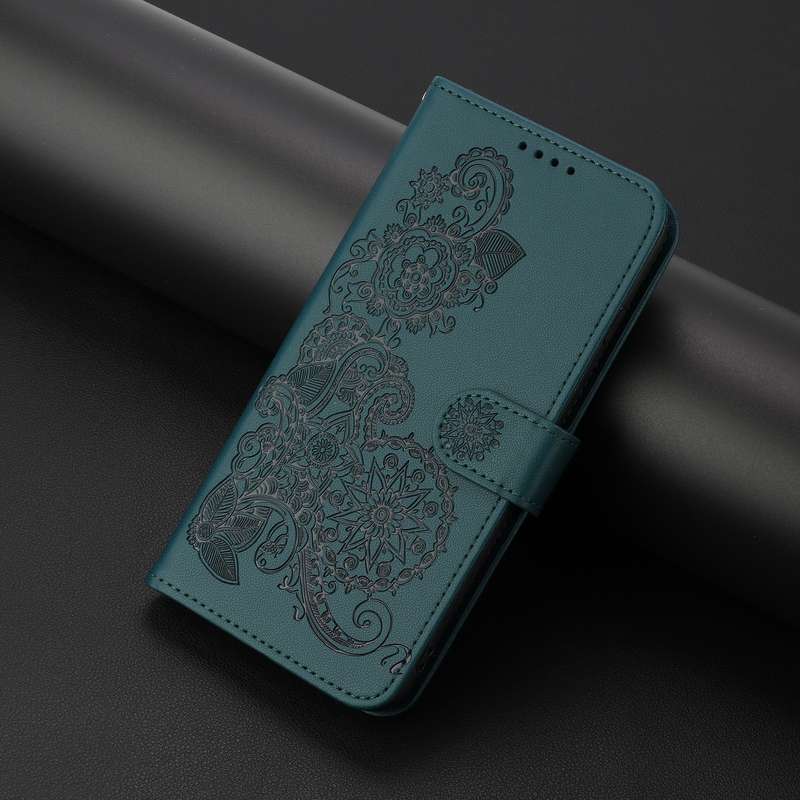For Xiaomi 14 Datura Flower Embossed Flip Leather Phone Case(Dark Green)