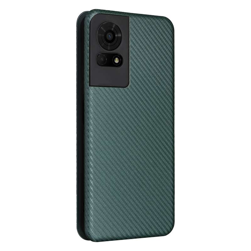 For TCL 50 LE 5G Carbon Fiber Texture Flip Leather Phone Case(Green)