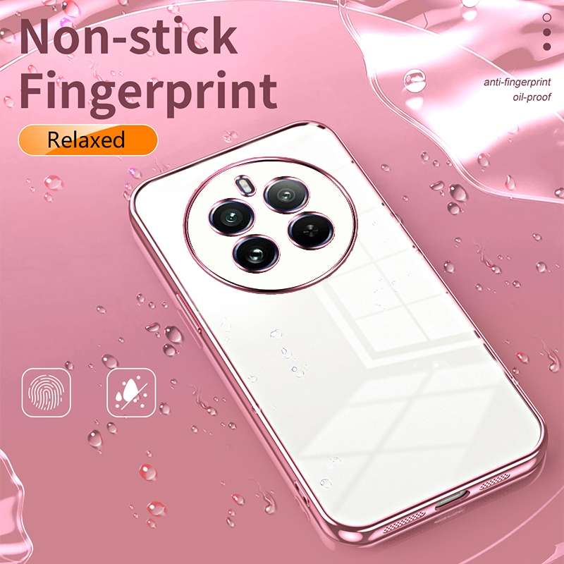 For Realme 12 Pro Transparent Plating Fine Hole Phone Case(Black)